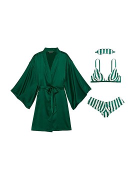 Подарунковий набір 4-Piece Silk Gift Set Green White Stripe Victoria's Secret