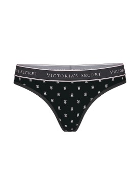 Трусики Logo Cotton Thong Panty Black logo VS