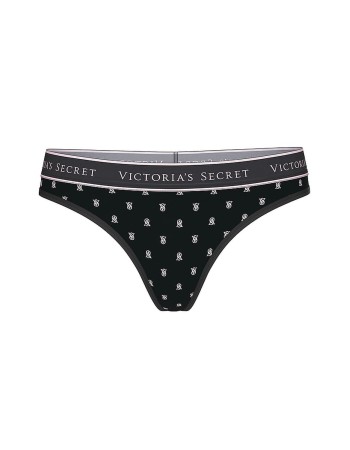 Трусики Logo Cotton Thong Panty Black logo VS