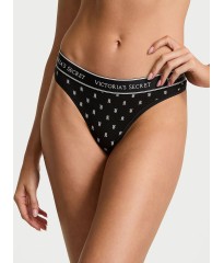 Трусики Logo Cotton Thong Panty Black logo VS