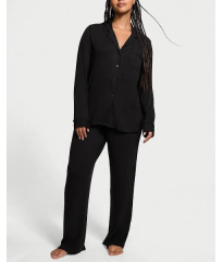 Піжама Ribbed Modal Long Pajama Set Black