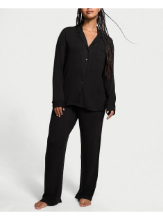 Піжама Ribbed Modal Long Pajama Set Black