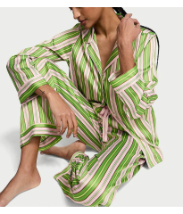Піжама Satin Long Pajama Set Green Stripe