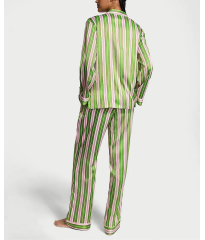 Піжама Satin Long Pajama Set Green Stripe