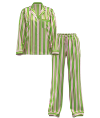 Піжама Satin Long Pajama Set Green Stripe
