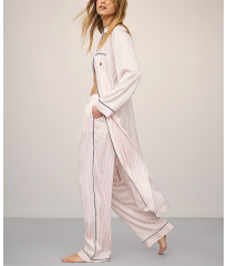 Сатинова піжама Satin Long Flyaway Tunic Pajama Set Pink Stripe