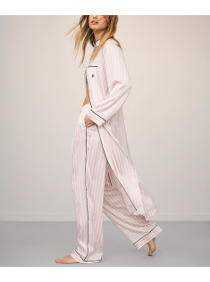 Сатинова піжама Satin Long Flyaway Tunic Pajama Set Pink Stripe