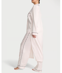 Сатинова піжама Satin Long Flyaway Tunic Pajama Set Pink Stripe
