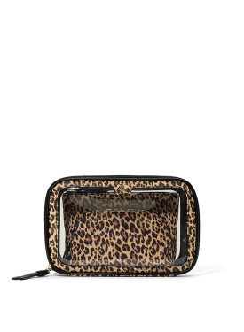 Косметичка 3в1 Victoria's Secret Travel Trio Makeup Bag Leopard Brown