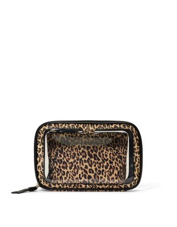 Косметичка 3в1 Victoria's Secret Travel Trio Makeup Bag Leopard Brown