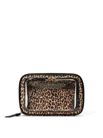 Косметичка 3в1 Victoria's Secret Travel Trio Makeup Bag Leopard Brown