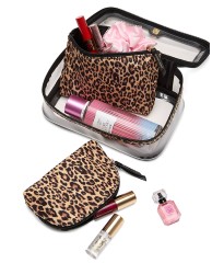 Косметичка 3в1 Victoria's Secret Travel Trio Makeup Bag Leopard Brown