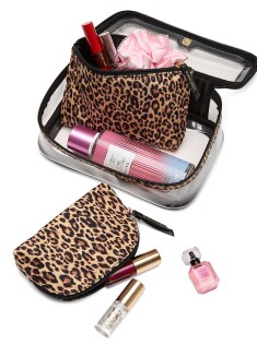 Косметичка 3в1 Victoria's Secret Travel Trio Makeup Bag Leopard Brown