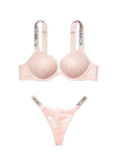 Комплект білизни Victoria's Secret Embellished Strap Bombshell Push-up Purest Pink