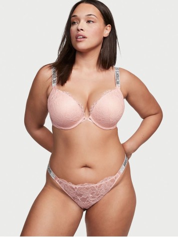 Комплект білизни Victoria's Secret Embellished Strap Bombshell Push-up Purest Pink