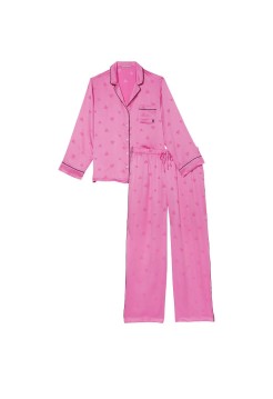 Сатинова піжама Satin Long Pajama Set Heart Jacquard