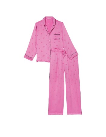 Сатиновая пижама Satin Long Pajama Set Heart Jacquard