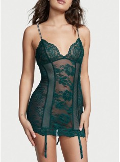 Пеньюар Sheer Lace Garter Slip Deep Green