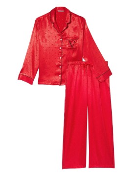 Сатиновая пижама VS Satin Long Pj Set red dot