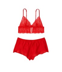 Пижама Floral Lace Cami Top Satin Shortie Set Lipstick