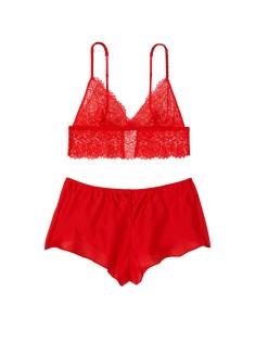 Піжама Floral Lace Cami Top Satin Shortie Set Lipstick