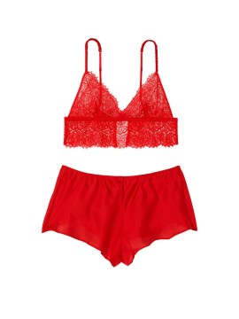 Піжама Floral Lace Cami Top Satin Shortie Set Lipstick