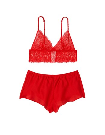 Пижама Floral Lace Cami Top Satin Shortie Set Lipstick
