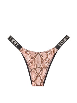Трусики Victoria’s Secret Very Sexy Crystal Logo Shine Strap Brazilian Panty Pink Snake