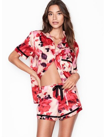 Сатинова піжама Victoria's Secret The Satin Short PJ Set print Roses