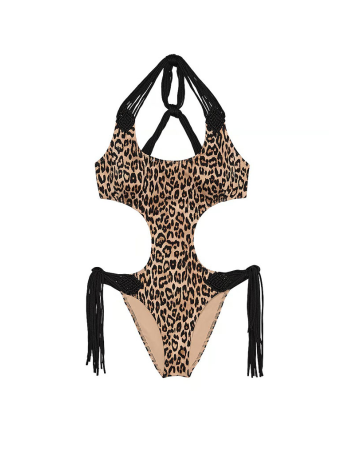 Купальник VS Archives Swim Macrame Fringe Monokini One-Piece Swimsuit Leo
