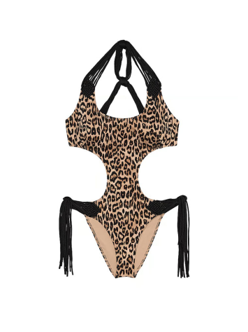Купальник VS Archives Swim Macrame Fringe Monokini One-Piece Swimsuit Leo