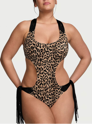 Купальник VS Archives Swim Macrame Fringe Monokini One-Piece Swimsuit Leo