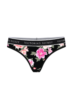 Трусики Logo Cotton Thong Panty Black Floral