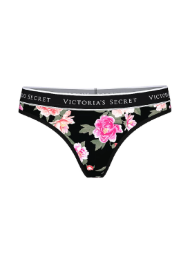 Трусики Logo Cotton Thong Panty Black Floral