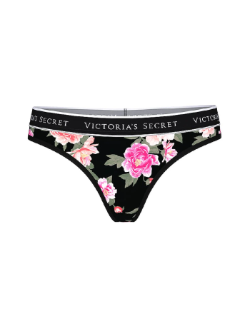 Трусики Logo Cotton Thong Panty Black Floral