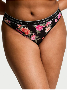 Трусики Logo Cotton Thong Panty Black Floral