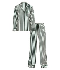 Сатинова піжама Glazed Satin Long Pajama Set Green Stripe