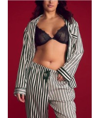 Сатинова піжама Glazed Satin Long Pajama Set Green Stripe