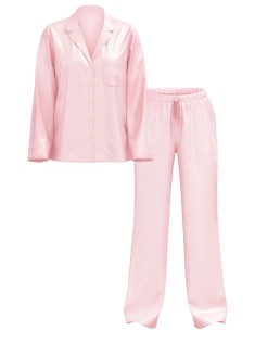 Пижама Glazed Satin Long Pajama Set Angel Pink Crest Jacquard