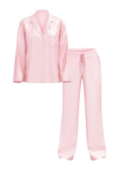 Піжама Glazed Satin Long Pajama Set Angel Pink Crest Jacquard