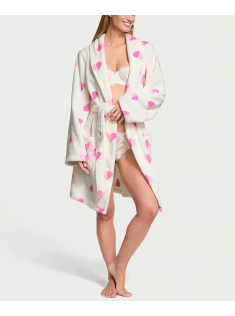 Халат Cozy Plush Robe White & Pink Hearts