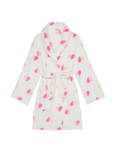 Халат Cozy Plush Robe White & Pink Hearts