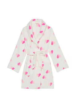 Халат Cozy Plush Robe White & Pink Hearts
