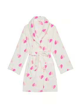 Халат Cozy Plush Robe White & Pink Hearts