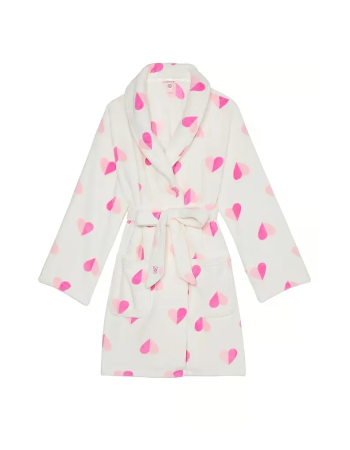 Халат Cozy Plush Robe White & Pink Hearts