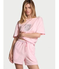 Піжама Rhinestone Graphic Cotton Short Pyjama Set