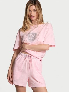 Піжама Rhinestone Graphic Cotton Short Pyjama Set
