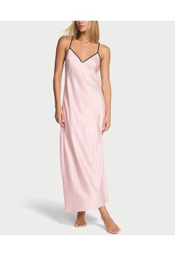 Пеньюар Iconic Stripe Pink Long Satin Slip