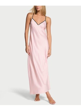Пеньюар Iconic Stripe Pink Long Satin Slip