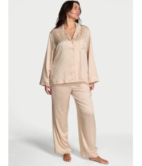 Піжама Victoria's Secret Nude Champagne Bottles Glazed Satin Long Pajama Set